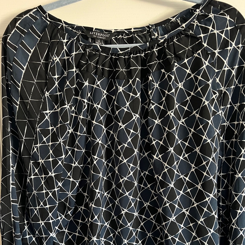 Liverpool Jeans Company Black and White Geometric Long Sleeve Top